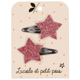 Barrettes étoiles - Glitter framboise