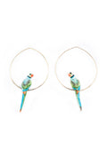 Blue&Green Parrot hoop earrings - Perroquets