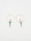 Blue&Green Parrot hoop earrings - Perroquets