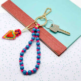 Porte clé perlé coeur