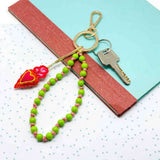Porte clé perlé coeur