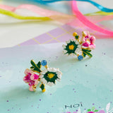 Earrrings Pompadour flower viola - Boucles d'oreilles