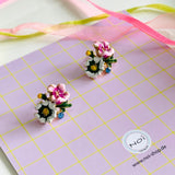 Earrrings Pompadour flower viola - Boucles d'oreilles