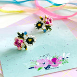 Earrrings Pompadour flower viola - Boucles d'oreilles
