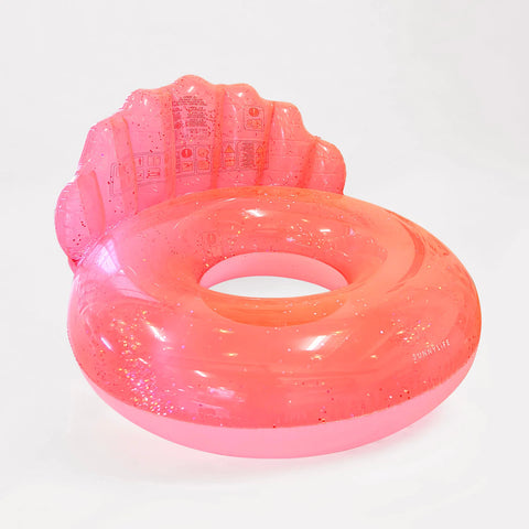 Luxe Pool Ring Shell Neon Coral Bouée
