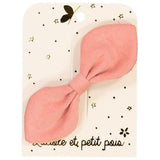 Barrette noeud lapin velour rose