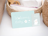 Carte Welcome Baby bleu