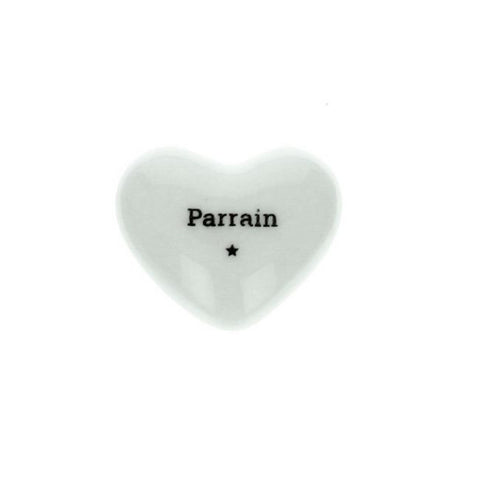 Coeur porcelaine "Parrain"