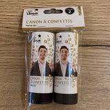 Canons à confettis serpentins par 2 (3 couleurs)