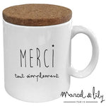 Mug avec son couvercle en liège "MERCI"