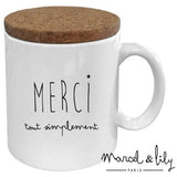 Mug avec son couvercle en liège "MERCI"