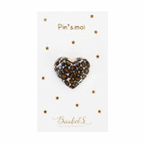 Pin's Coeur léopard marron & noir