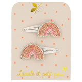 Barrettes arcs-en-ciel rose - Luciole et petit Pois