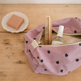 Trousse de toilette Vic - Lila coeurs noirs